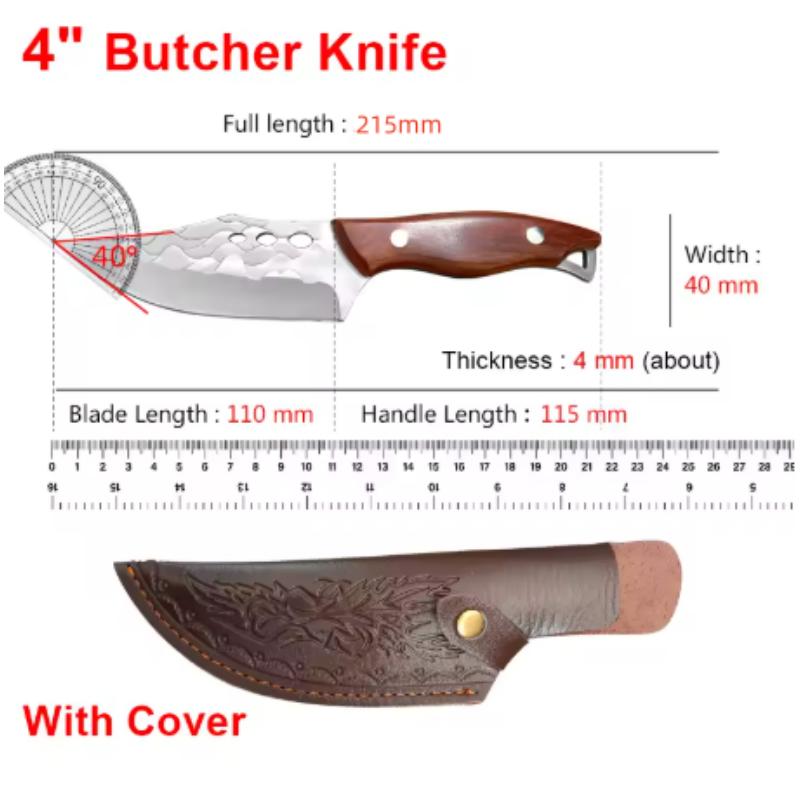 Handmade Forged Boning Knife Stainless Steel Kitchen Knife Meat Butcher Cleaver Slaughter Chef Cooking Knife With Cover