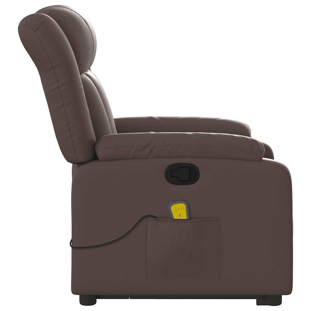 Recliner Chair with Lift Assist Brown Faux Leather