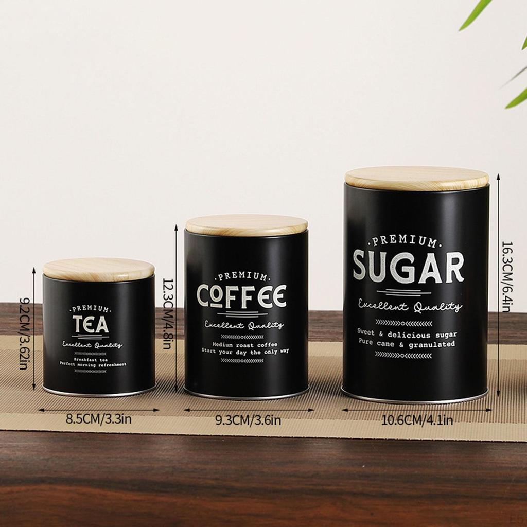 3 Canister Arrangement for Kitchen Counter Coffee Tea And Sugar Storage
