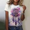 Summer Dreamcatcher 3D Print T-Shirt Women's Street Casual Retro Y2K Short Sleeve Crew Neck Top