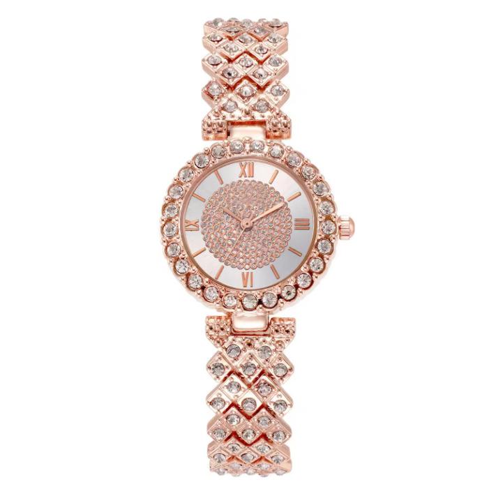 New Korean Version Of Women'S Watch Women'S Alloy Full Diamond Quartz Bracelet Set