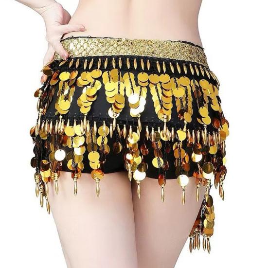 Belly Dance Waist Chain Sequins Hip Scarves Double Tier Waist