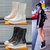 Leather summer thin net boots women's new fashionable versatile thick bottom inner height increase women's hollow cool boots