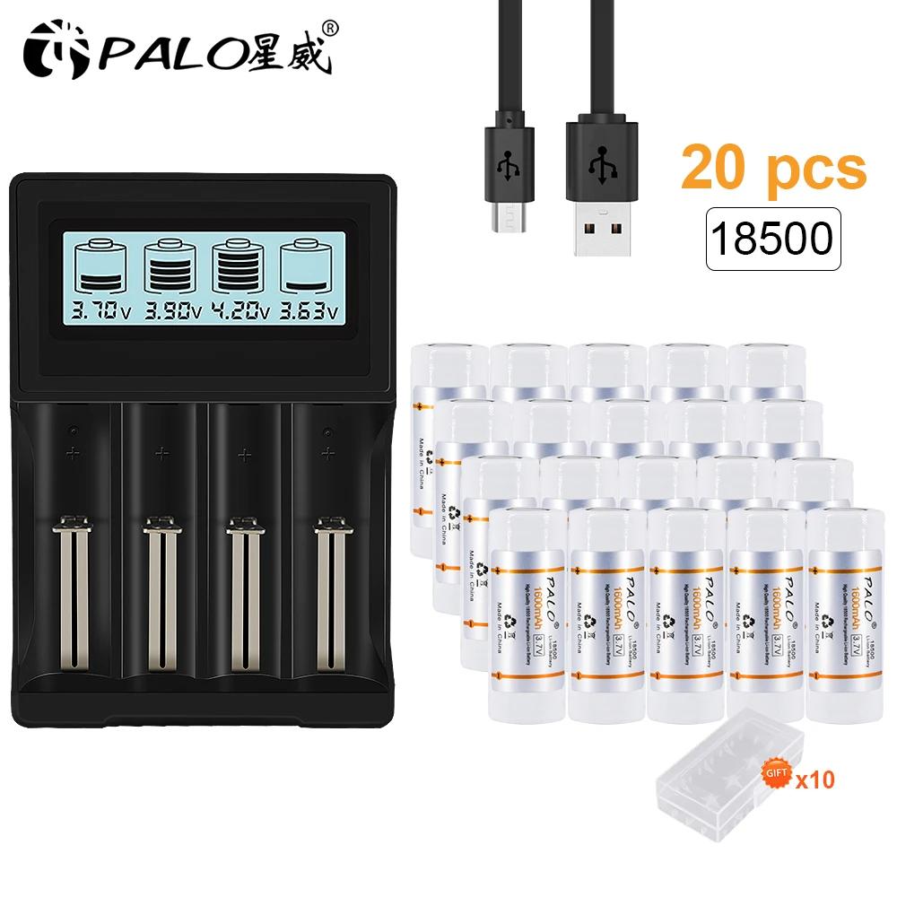 PALO 18500 Li-ion Bechargeable Battery + Battery Charger for Rechargeable Li-ion Battery 18650 14500 18500 16350 16340 26650