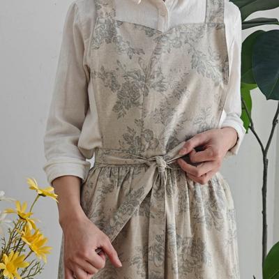 Tragbare Elegante Küchenschürze mit Taschen Exquisite Reinigungsschürze Retro Weiche Wasserabweisende Schürze Küche