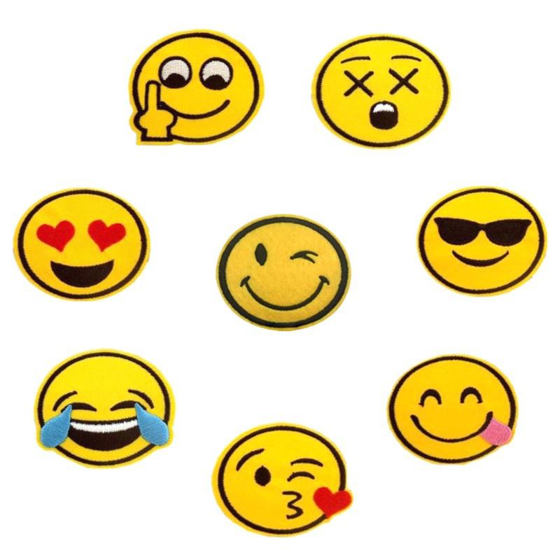 

8 шт. выражение смайликов, железные нашивки, вышитый значок, аппликация, патчи