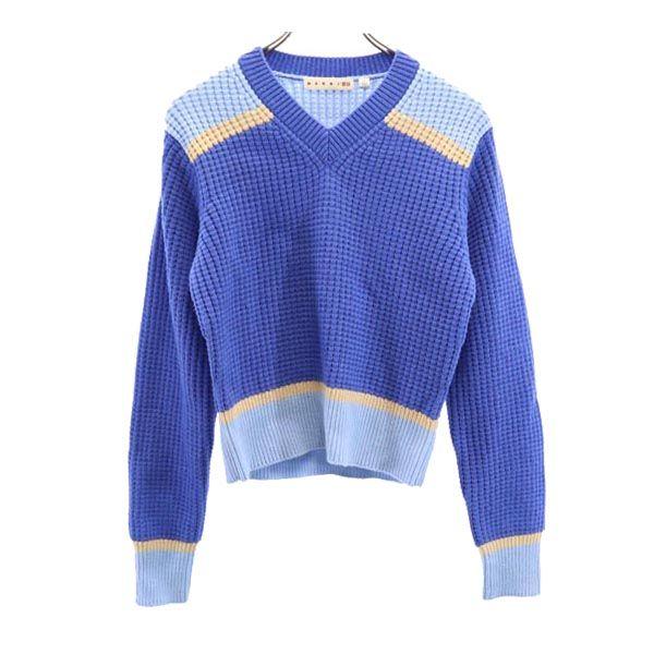 UNIQLO x Marni wool blend Long sleeve popcorn knit L MARNI V-neck sweater Women Used