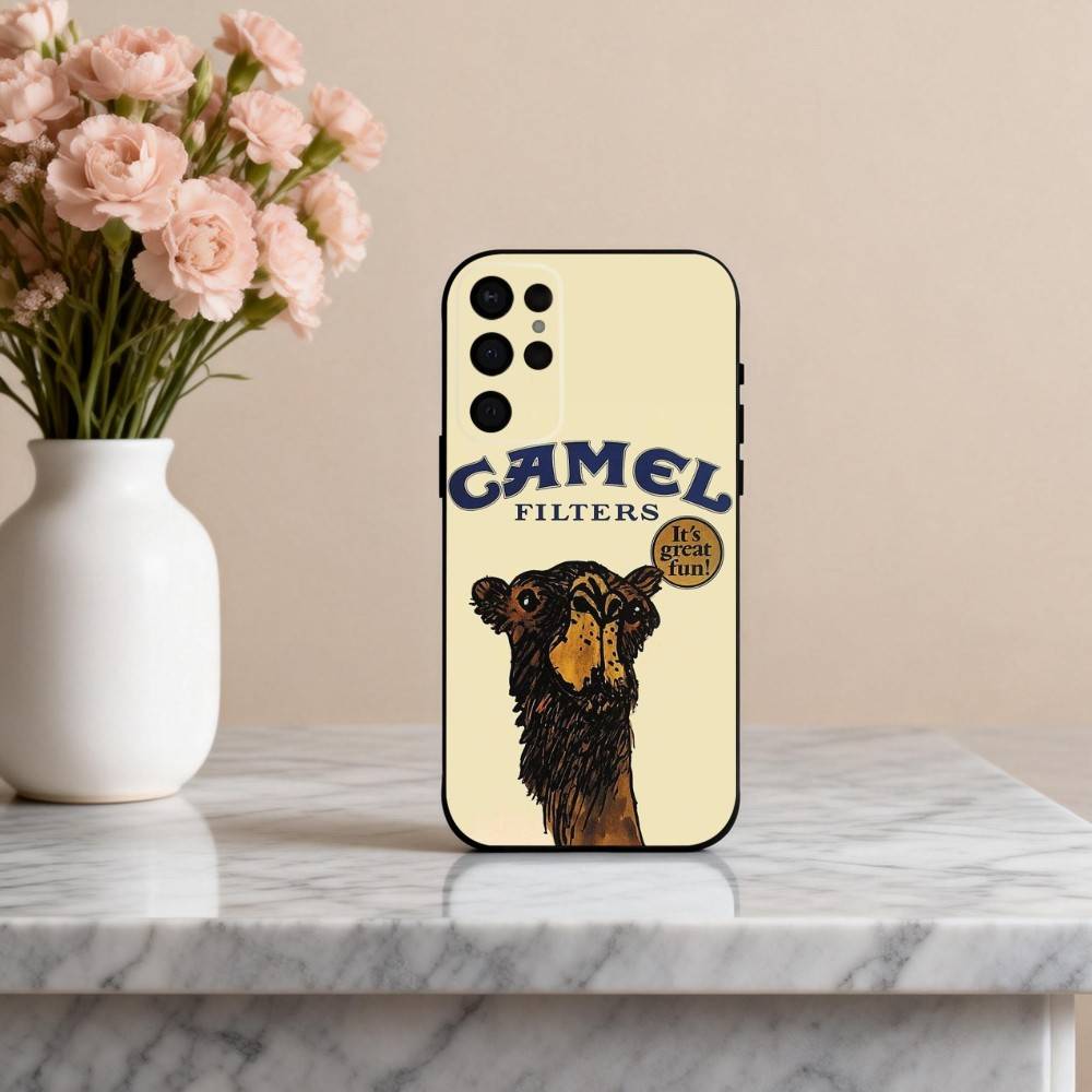 

C-Cigarette-B-Brand C-Camel Phone Case For Samsung S25,24,23,22,30,21,10,9,Ultra,Plus,Lite,FE,4,5 G Soft Black Case Samsung S25ULTRA