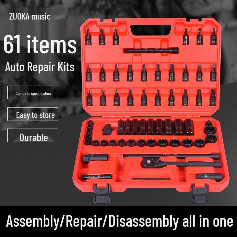 61-Piece Medium Socket Wrench Set with 72-Tooth Ratchet