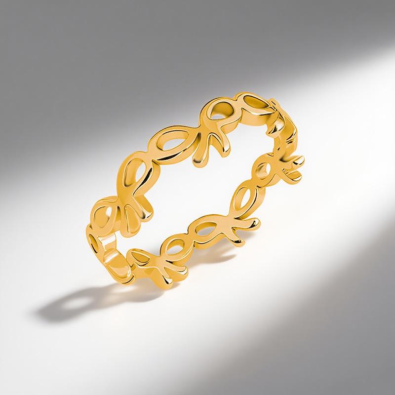 Elegante ring in Koreaanse stijl met strik voor dames - Modieus accessoire van kleurecht titaniumstaal