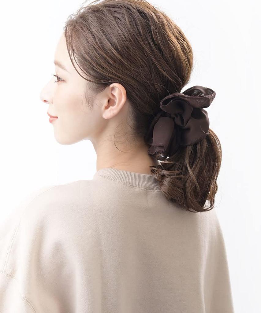 VINGTAINE Ruffled Chiffon Scrunchie Hair Accessory in Muted Simple and Sophisticated for Everyday Use HS-160-BR Colors,