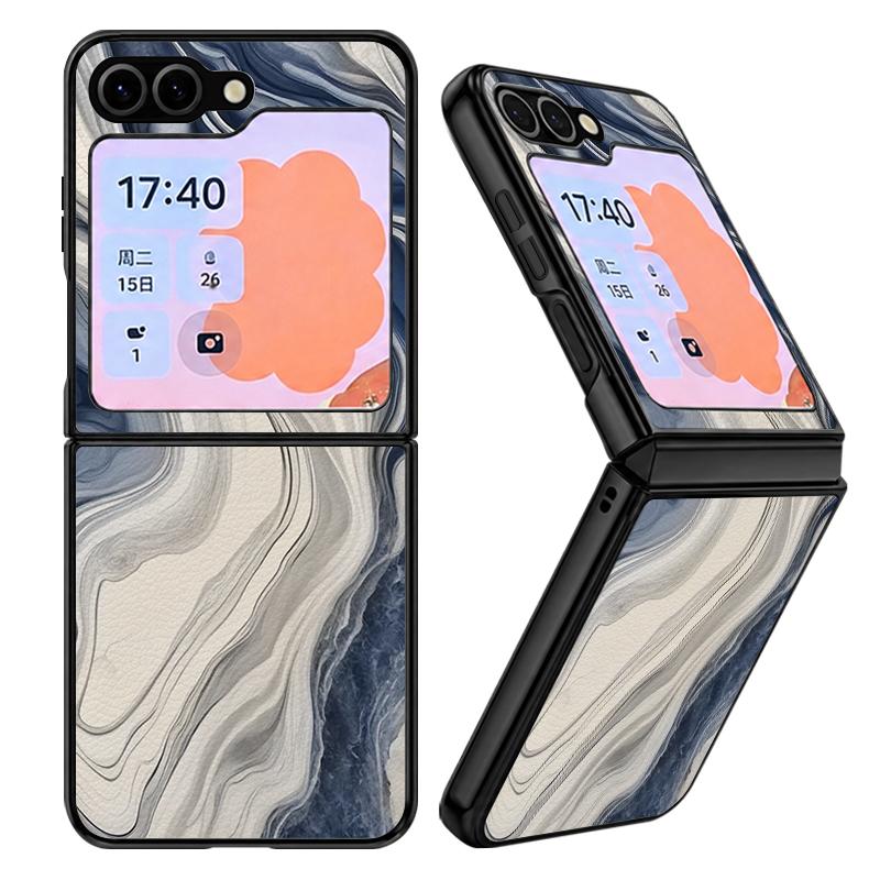 Colorful Marble Case For Samsung Galaxy Z Flip 8 7 6 5 Flip8 Flip7 Flip6 Luxury Leather Skin Hard Folding Phone Cover