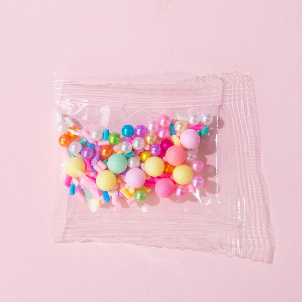 Polymer Clay Macaron Beads and Pearl Sugar Granules for DIY Slime, Epoxy, and Crafts