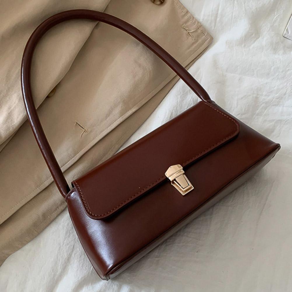 Women Shoulder Bag Trendy Underarm Bag Portable Casual PU Leather Solid Color Simple Handle Shoulder Bag Handbags
