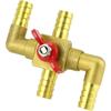 Solid Brass 5/8" 4-Way Heater Control Valve with Switch, 16mm Hose Barb Automotive Bypass