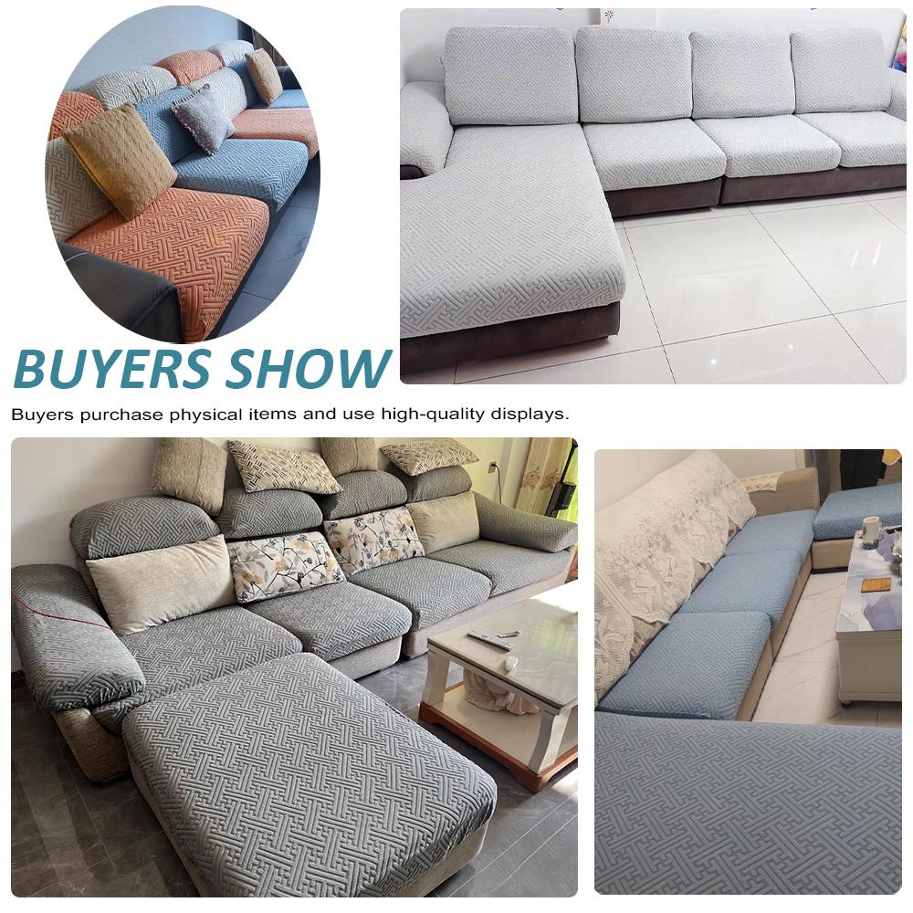 Jacquard Sofa Seat Cover Stretch Plain Sofa Covers Removable Couch Cover For Living Room Chaise Lounge L-Shaped Home Pets