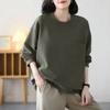Jaro Podzim Dámské oblečení s kulatým výstřihem Jednobarevný pulovr Lucernové dlouhé rukávy Volné mikiny Elegantní móda Kapsy Topy
