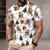 Men Plus Size Round Neck Short Sleeve Christmas Santa Printed White T Shirt
