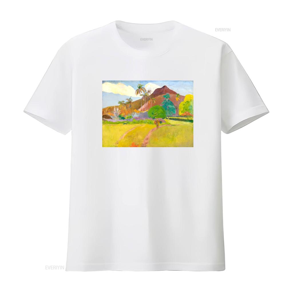 Tahitian Landscape Paul Gauguin Painting T Shirt Art for Her Him Lover Vintage Washed Comfortable Fashion Designer Clothes