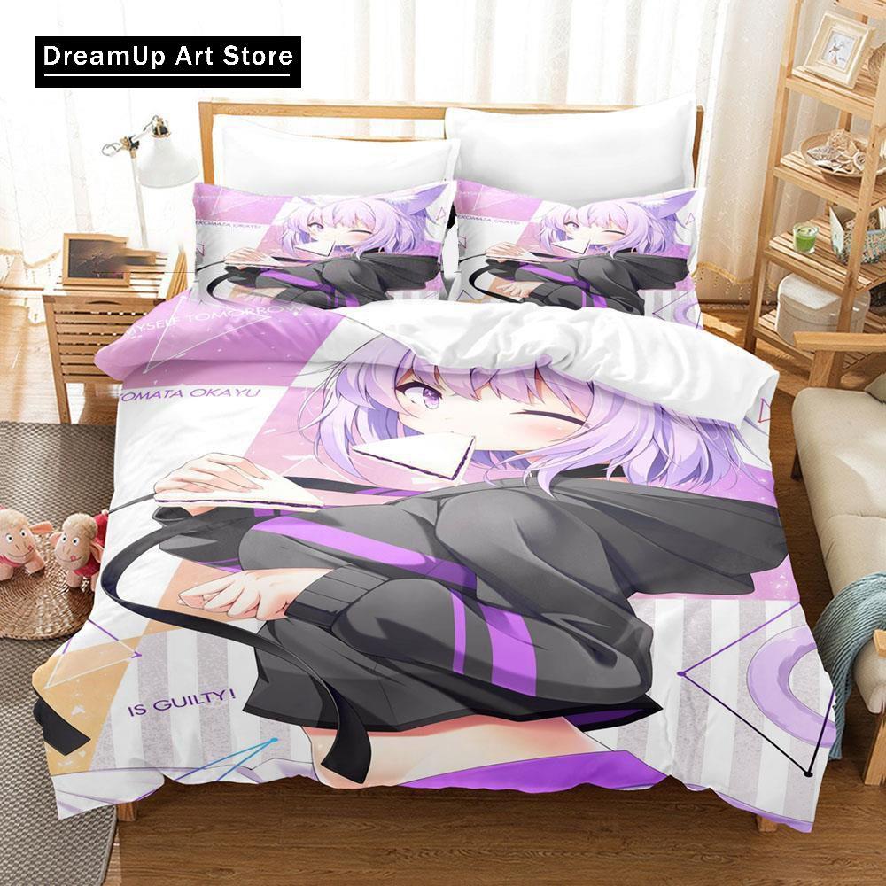 3d Print Anime Nekomata Okayu Bedding Set Boys Girls Twin Queen Size Duvet Cover Pillowcase Bed Kids Adult Fashion Home Textiles