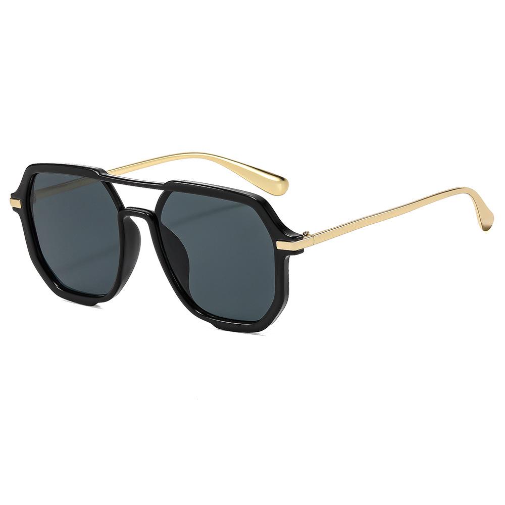 2026 New Double Bridge Square Sunglasses - Fashionable Retro Pilot Style for Holiday and Driving Sun Protection