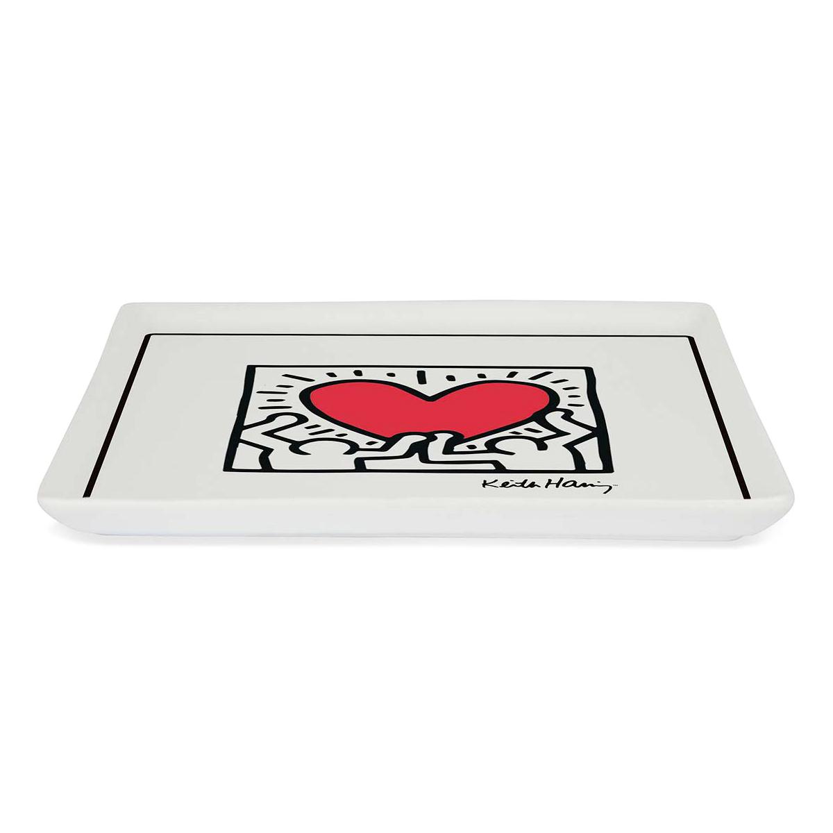 

Keith Haring [R6888] - Красно-белый фарфоровый поднос Keith Haring (танцоры-сердце) - 19x19см красный