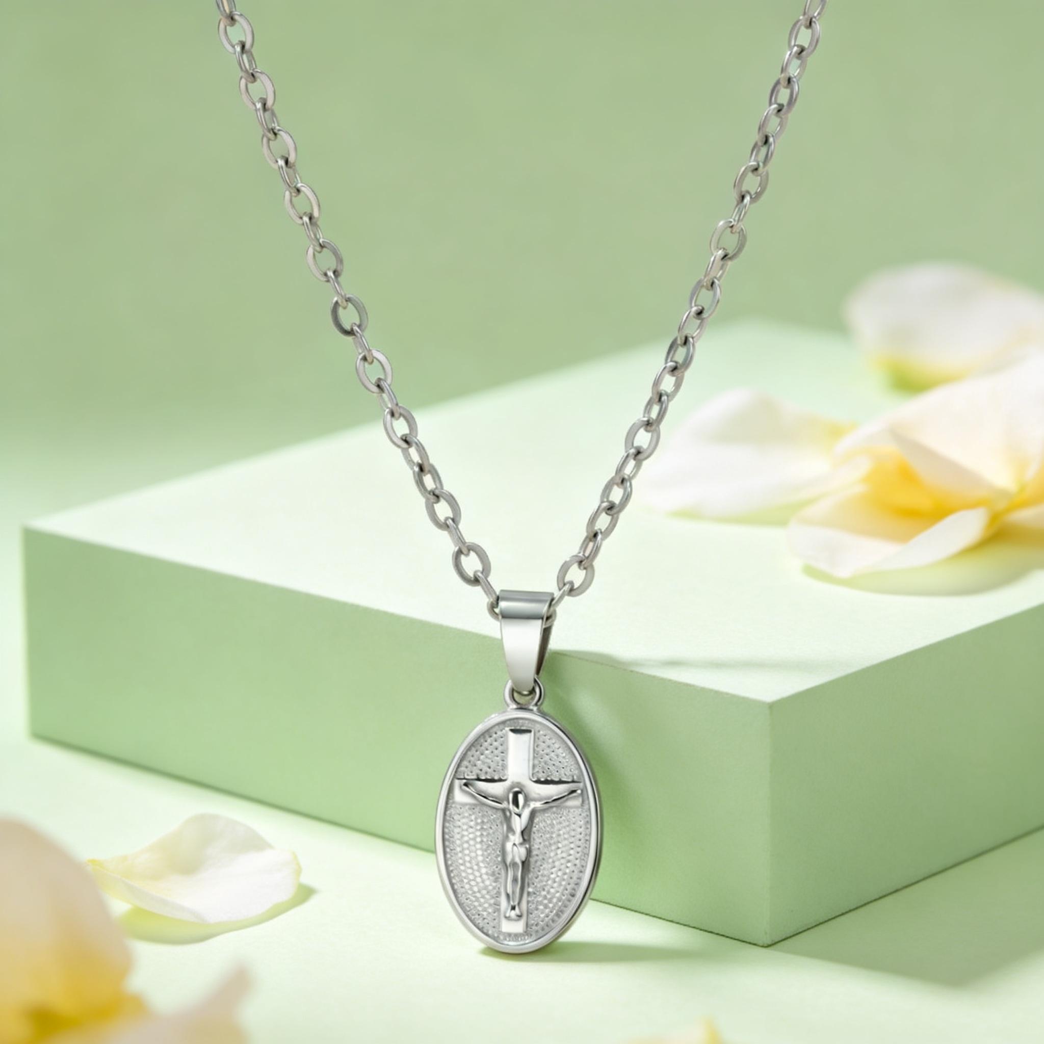 Cross Rosary Necklace for Women Jesus Catholic Cross Dangle Necklaces Caravaca de la Cruz Sacred Amulet Catholicism Jewelry Gift