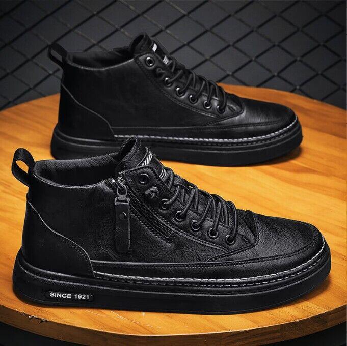 Men Boots High Top Fashion Casual Shoes Fashion Male Sports Shoes Ankle Boots Flat Shoes Korean Style Work Shoes Students New