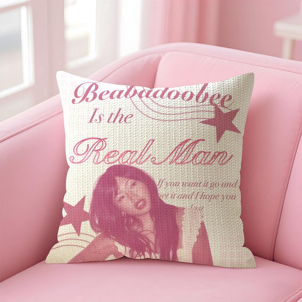 BBeabadoobee Singer Cushion Cover Natural Linen Pillow Case DoubleSided Print Decorative Sofa Pillowcase Home Decor Gift