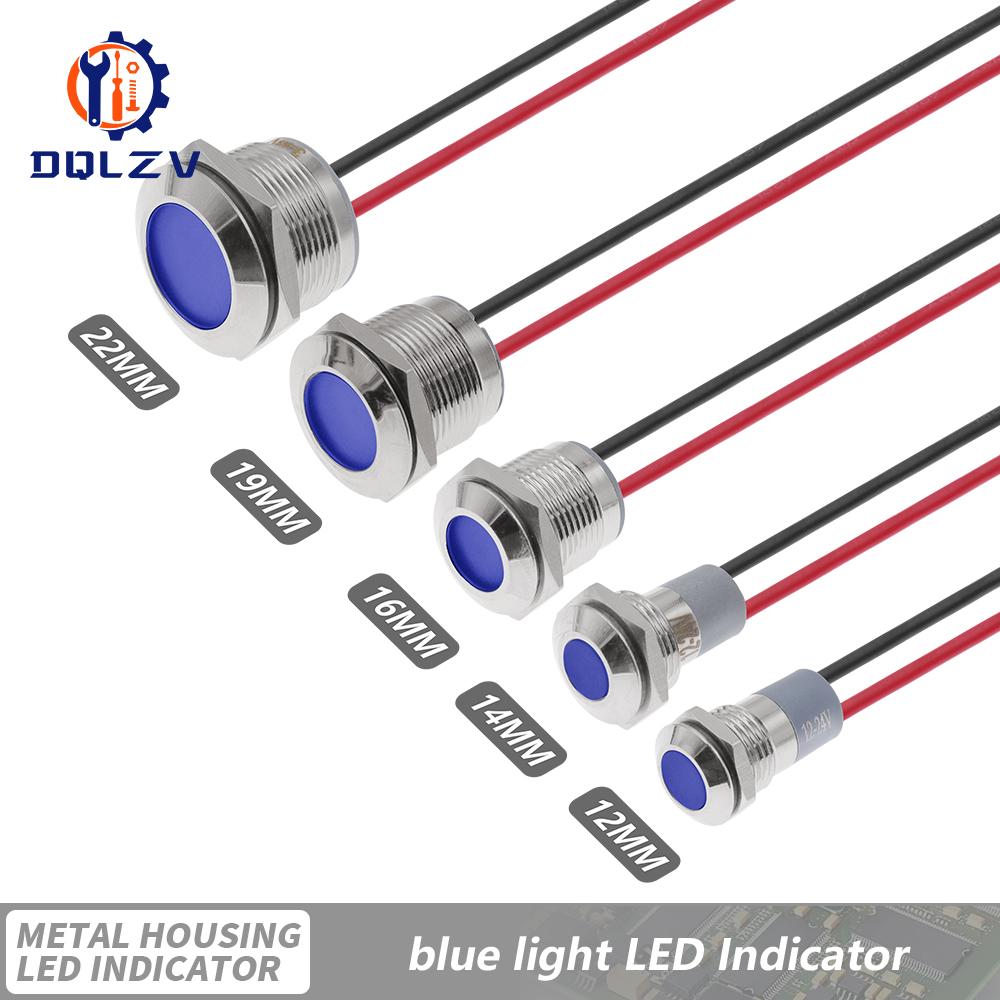 6mm 8mm 10mm 12mm 14mm 16mm 19mm 22mmWaterproof IP67 Metal LED Warning Indicator Light Signal Lamp Pilot Wire 3V 12V 24V 48V