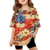 Kids Independence Day Print Round Neck Short Sleeve Casual T-shirt