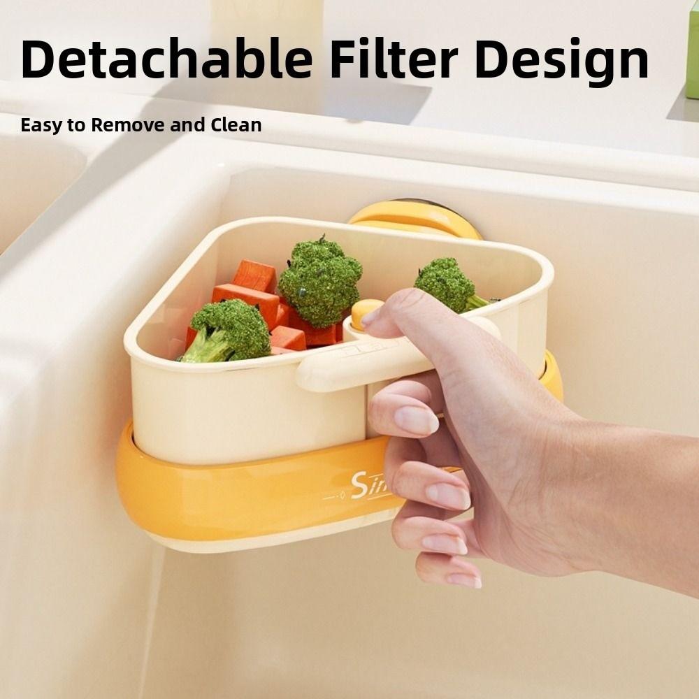 Suction Cup Kitchen Garbage Filter 2 in 1 Automatic Dumping Filter Basket  Household