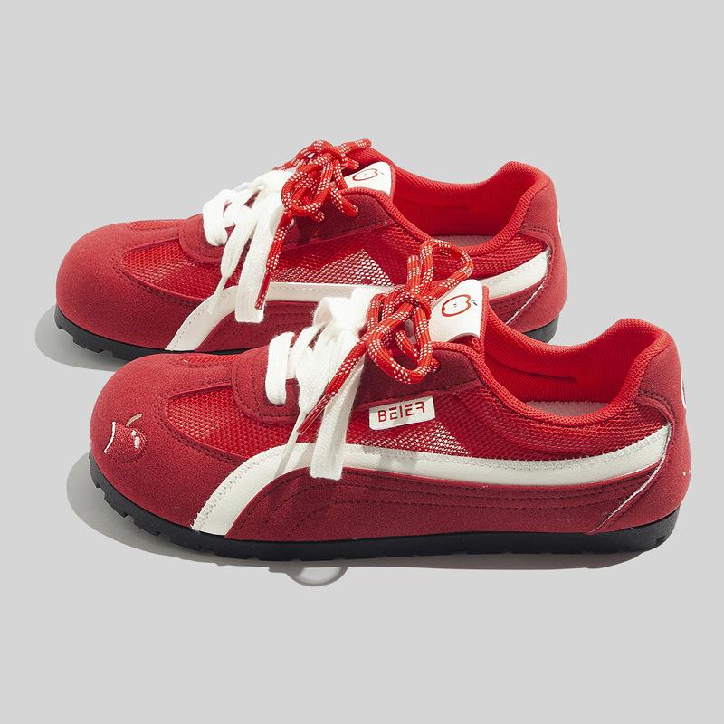 Korean Fashion Women's Shoes All-match Color Matching Dexun Shoes Double-lace Flat Sports Shoes Casual Forrest Gump Shoes
