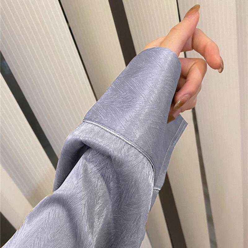 Chaebol Daughter Temperament High-Grade Texture Pajamas Women'S Long-Sleeved Trousers Spring And Summer Ice Silk Texture Loungewear