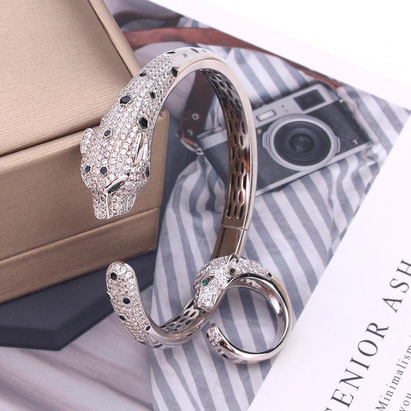 Style New Product Fashion Leopard Bracelet Micro Inlaid Gel Leopard Pattern Ring Bracelet Set for Women