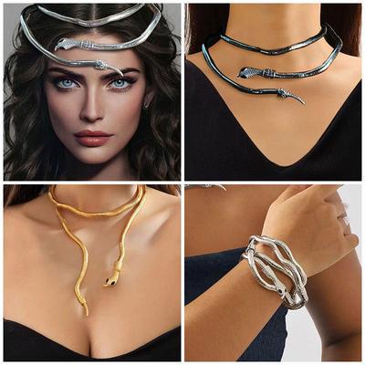 Choker Serpente Regolabile e Bracciale Multi-Uso Euro-Americano per Donna