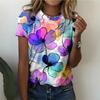Summer Flowers Gorgeous Watercolor Dyeing Flower T-shirt with Artistic Atmosphere Full Top for Women 3D Digital