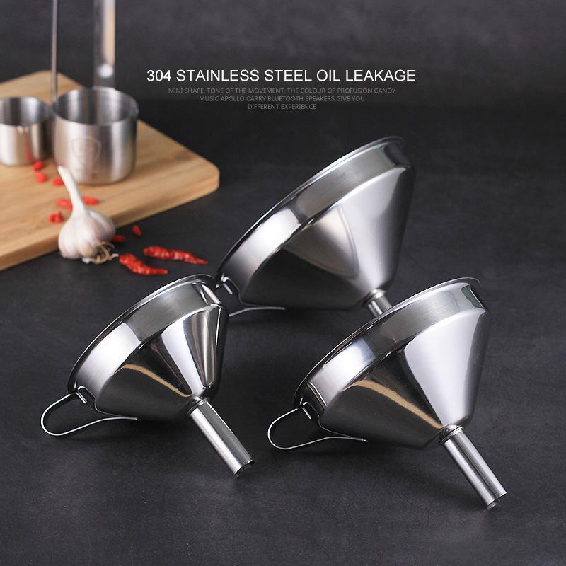 10cm 12cmn 14cm 304 Stainless Steel Funnel Kitchen Household Oil Wine Liquid Dispenser with Removable Strainer Mesh
