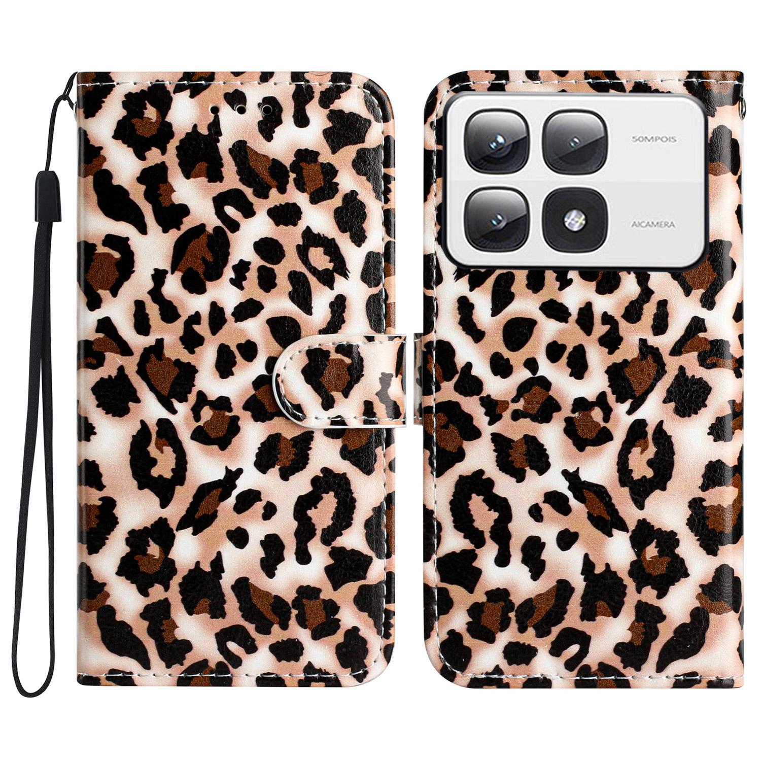 

For Xiaomi 14T Pro Wallet Case Printed Pattern Design Leather Phone Cover Leopard Print