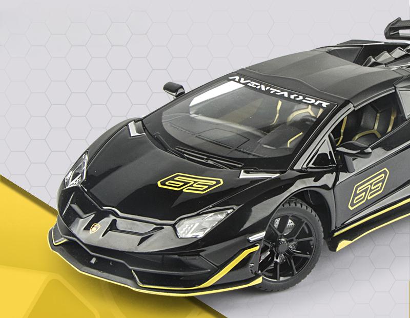 1/24 Scale Lambor Aventador SVJ 63 Super Car Model Sound Light Collection Metal Diecast Toys Vehicles Kids Boys Gift Decoration