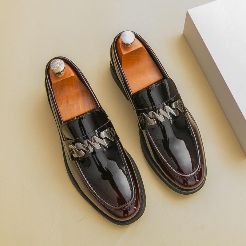 

Мода Модные новые мужские туфли с острым носком и блочным каблуком роскошные мужские лакированные удобные банкетные деловые повседневные кожаные туфли 38 вино красного