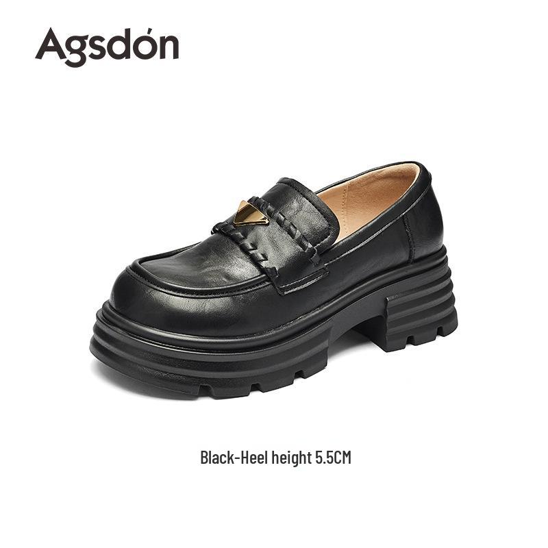 Augusden Women's Brown Loafers 2025: Stylish Autumn/Winter JK Leather Shoes in British Style