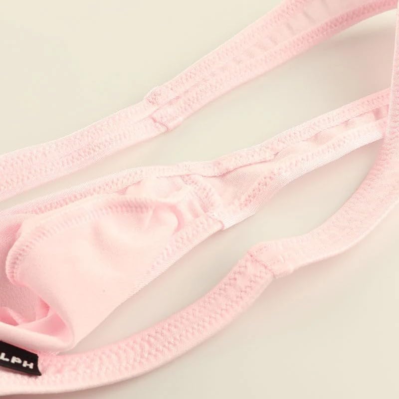 La Pomme Pink Bikini Made In Japan with ESPA Glossy 3D Pouch Secure 618141 Men's T-Back Shorts, Fabric, Style, Fit,