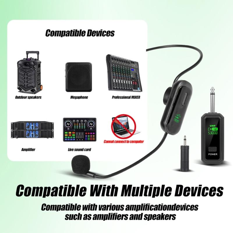 1Set Wireless Headsets Microphones Kit Supporting One Transmitters to Two Receivers for Duet Group Performances