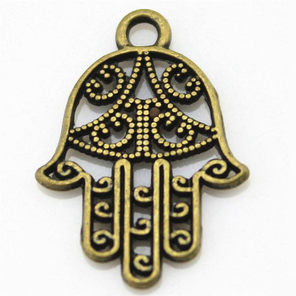 Alloy Hamsa Hand Charms Amulet Pendants For Good Luck Jewelry Making