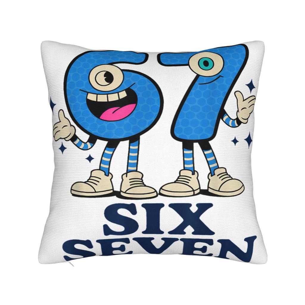 67 Six Seven 6-7 Funny Italian Brainrot Meme Pillow Cover  Soft Cushion Cover Cute Funny Pillow Case For Sofa Bedroom Home Decor