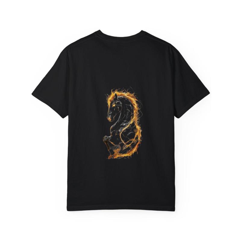 White T-Shirt with Flame Horse Graphic for Casual Wear