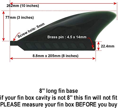 3" Center Fin (Soft Flex) Safety Flex Soft Fin for Longboard, SUP, AirSUP, River Rafting (Black (Screwless))