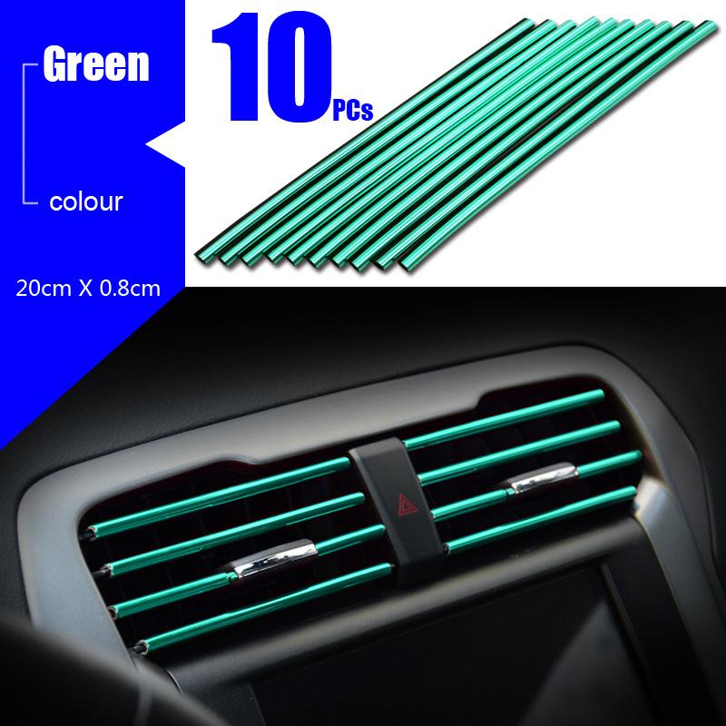10Pcs U-shaped Car Air Outlet Decorative Strip Chrome-Plated PVC Car Interior Styling Decor Clip Trim Auto Interior Accessories