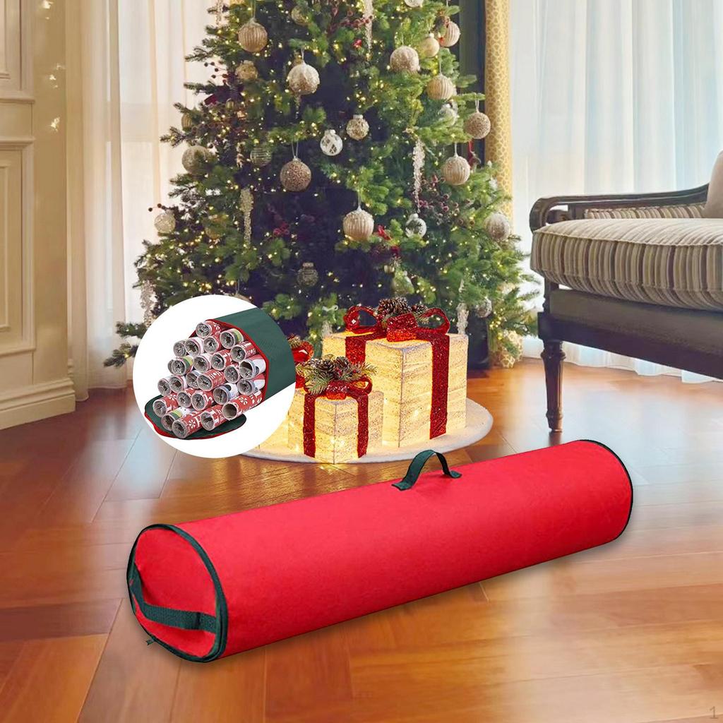 Christmas Gift Wrap Storage Bag, Organizer, Easy Carry with Handles Zippers,